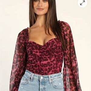 Leopard Print Pink Women's Top